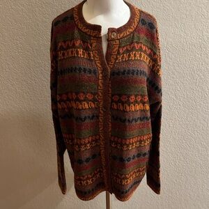 Multicolor‎ Patterned Cardigan 70/30 Alpaca size Large